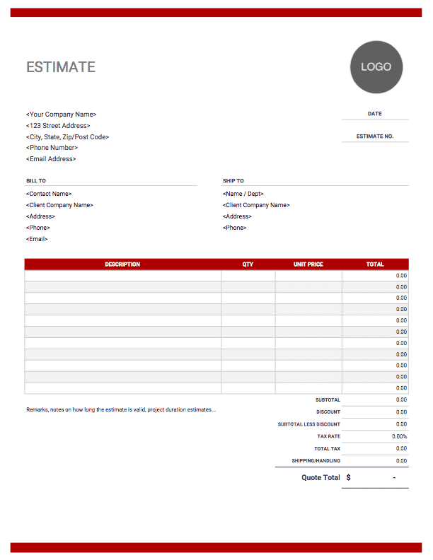 Estimate Templates Free Easy Download Invoice Simple