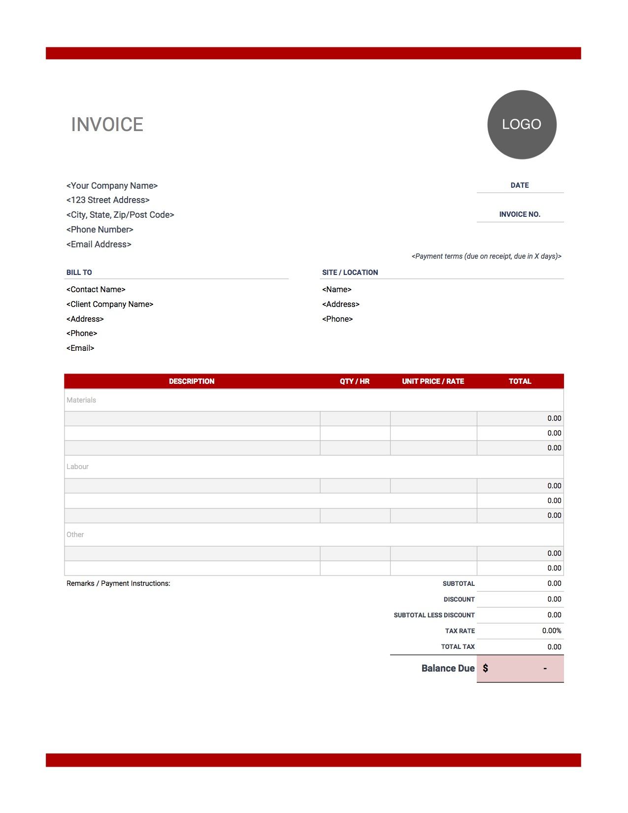 100% free simple invoice template
