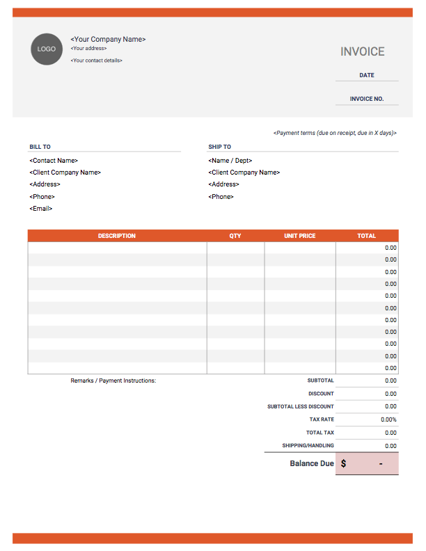 excel invoice template