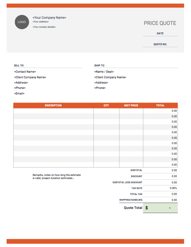 templates for invoices and quotes