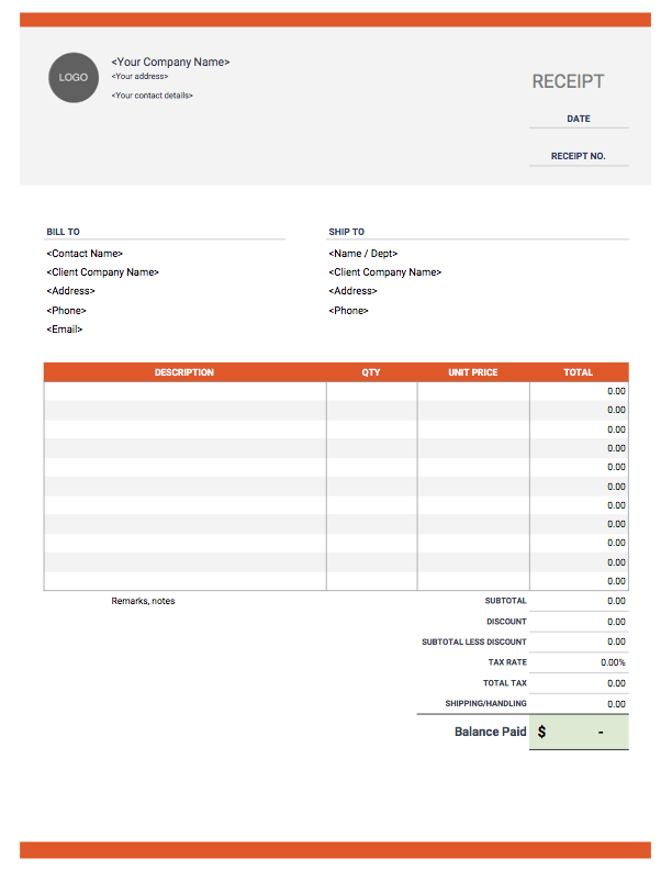 Cash Receipt Templates Free Download Invoice Simple