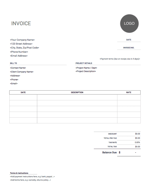 Free Graphic Design Invoice Template Pdf Word ExcelSex Picture
