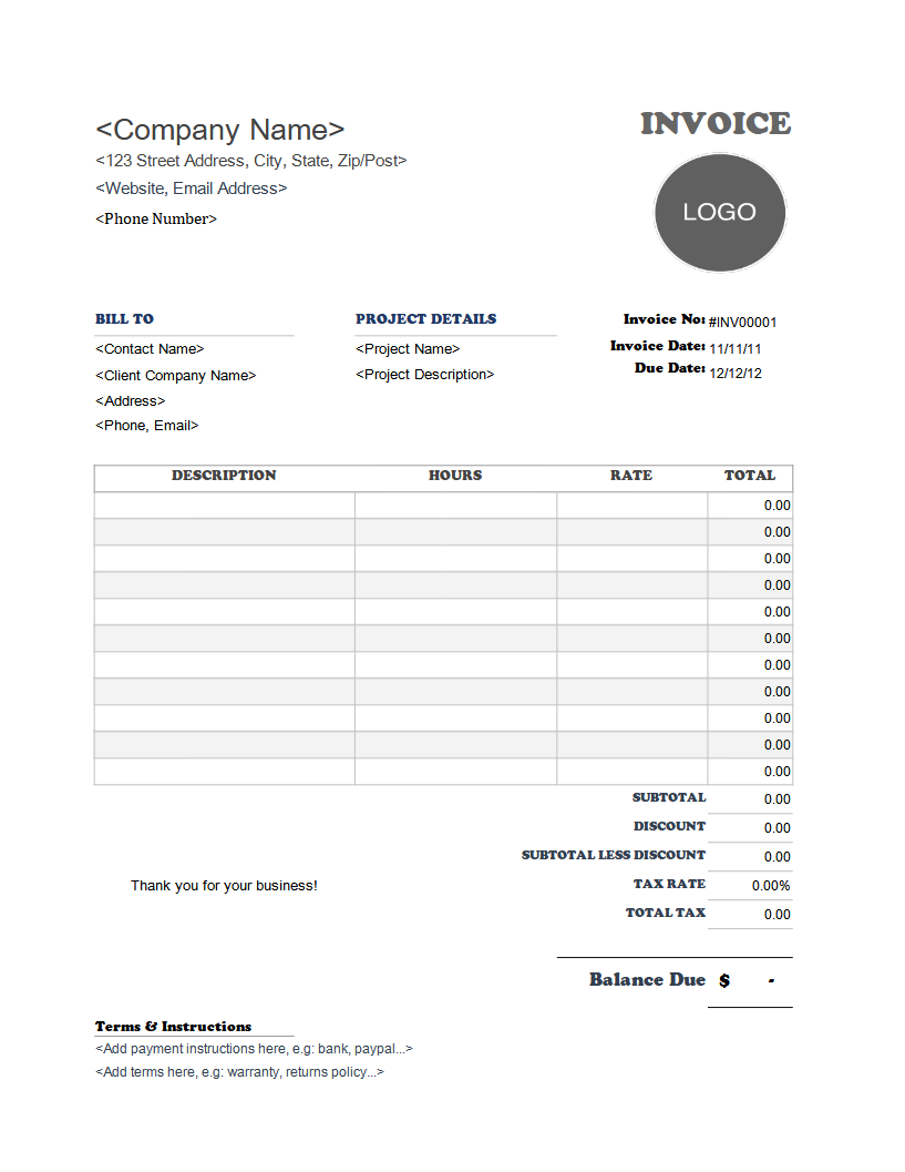 Hours Worked Invoice Template HotPicture