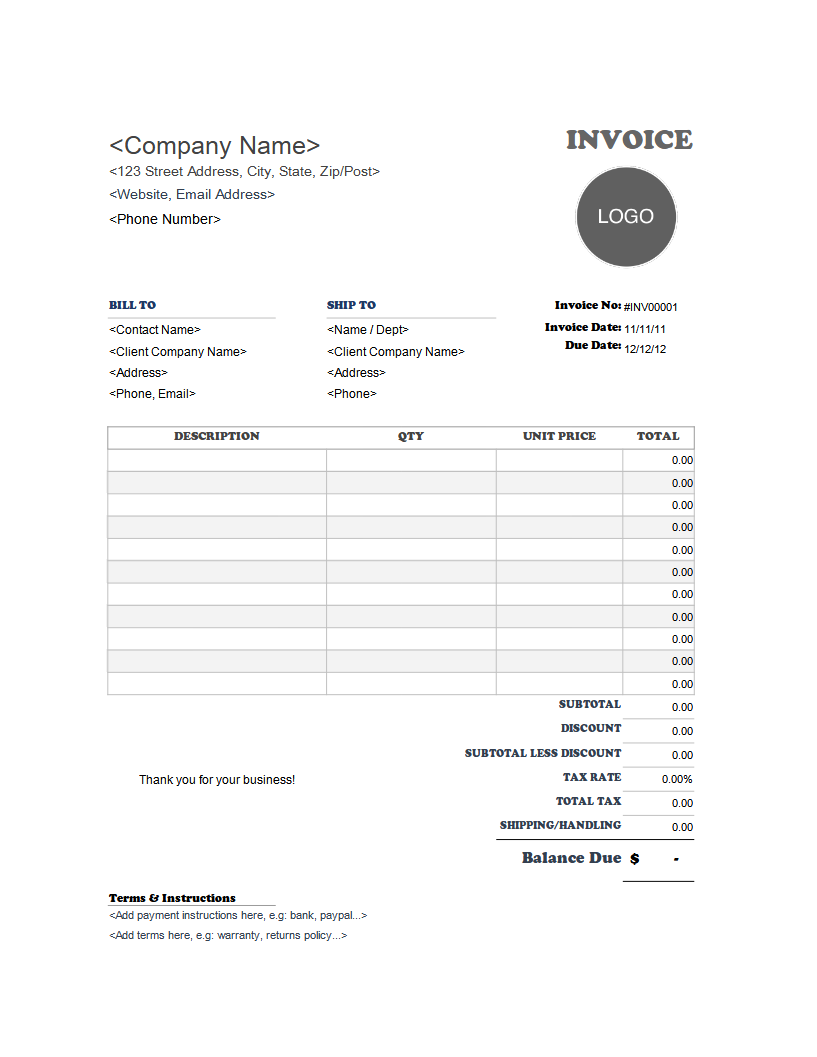 invoice templates for excel