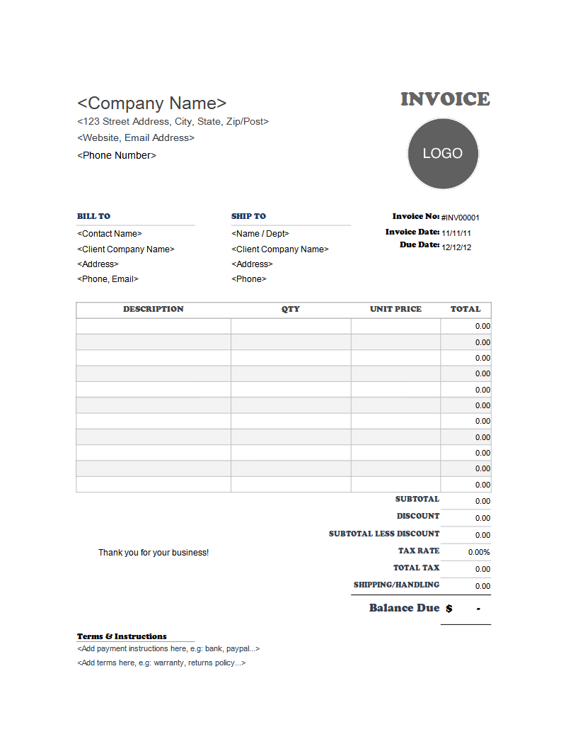 How To Create A Invoice Template In Excel