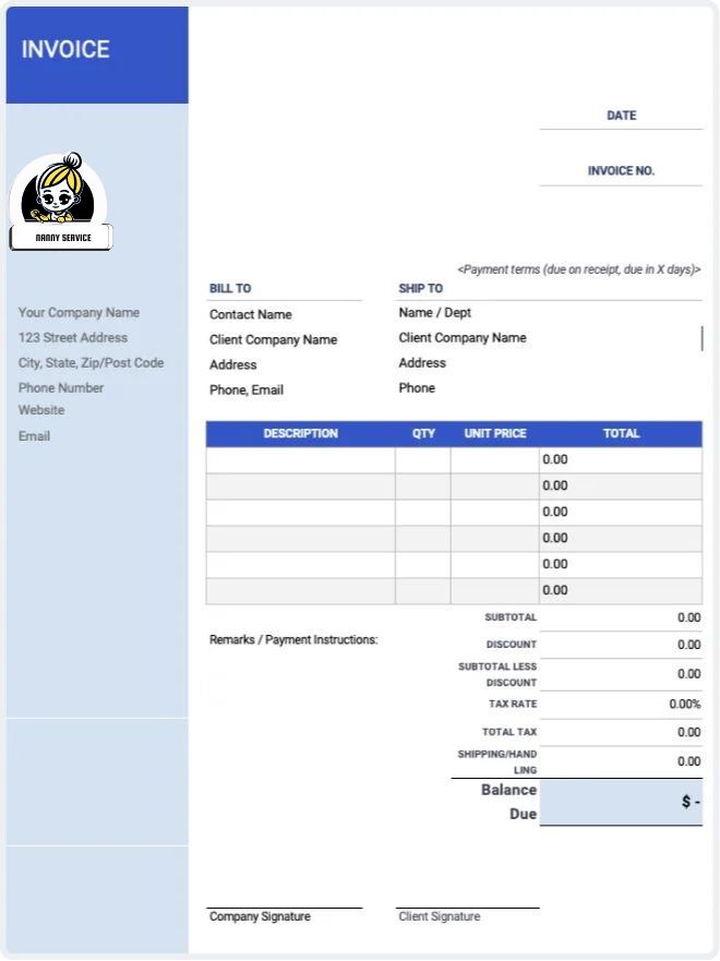 Free Nanny Invoice Templates 2665